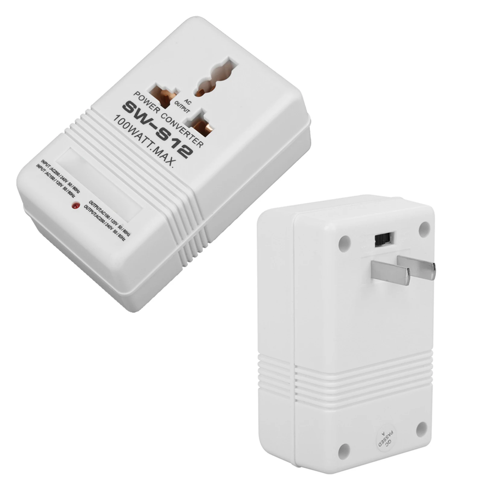 Spannungswandler 100W – 110/120V ↔ 220/240V, Wechselrichter, ABS, CN-Stecker, 9x5,5 Cm, 345g, Für Kleingeräte Bis 50W, Mit Schalterwahl