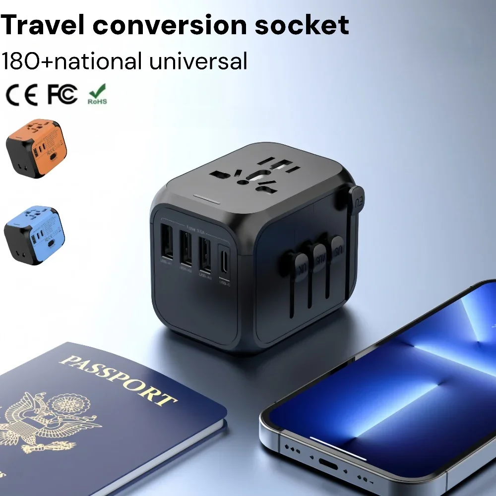 Universal Travel Adapter with USB Type-C and Multi-Plug Outlets