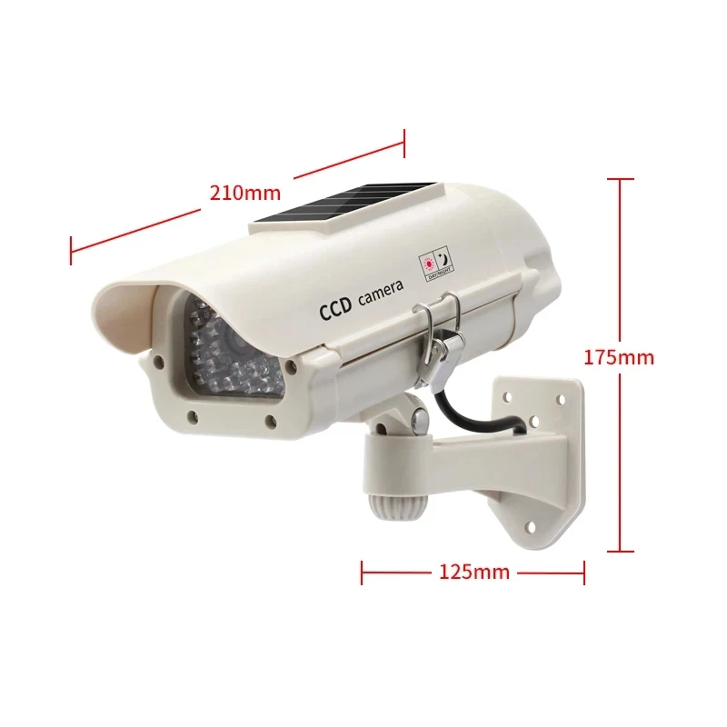 Solar-Powered Waterproof Dummy Security Camera with Red Flashing Light for Home and Office Surveillance