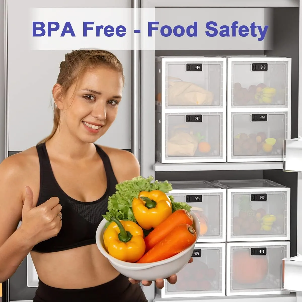 Lockable Refrigerator Storage Box with Combination Lock 5