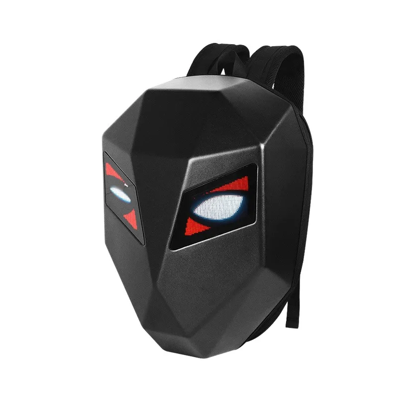 

Cool Personality LED Backpack Bluetooth Waterproof Hard Iron Man Cool Motorcycle Rider Black LED Knight Backpack