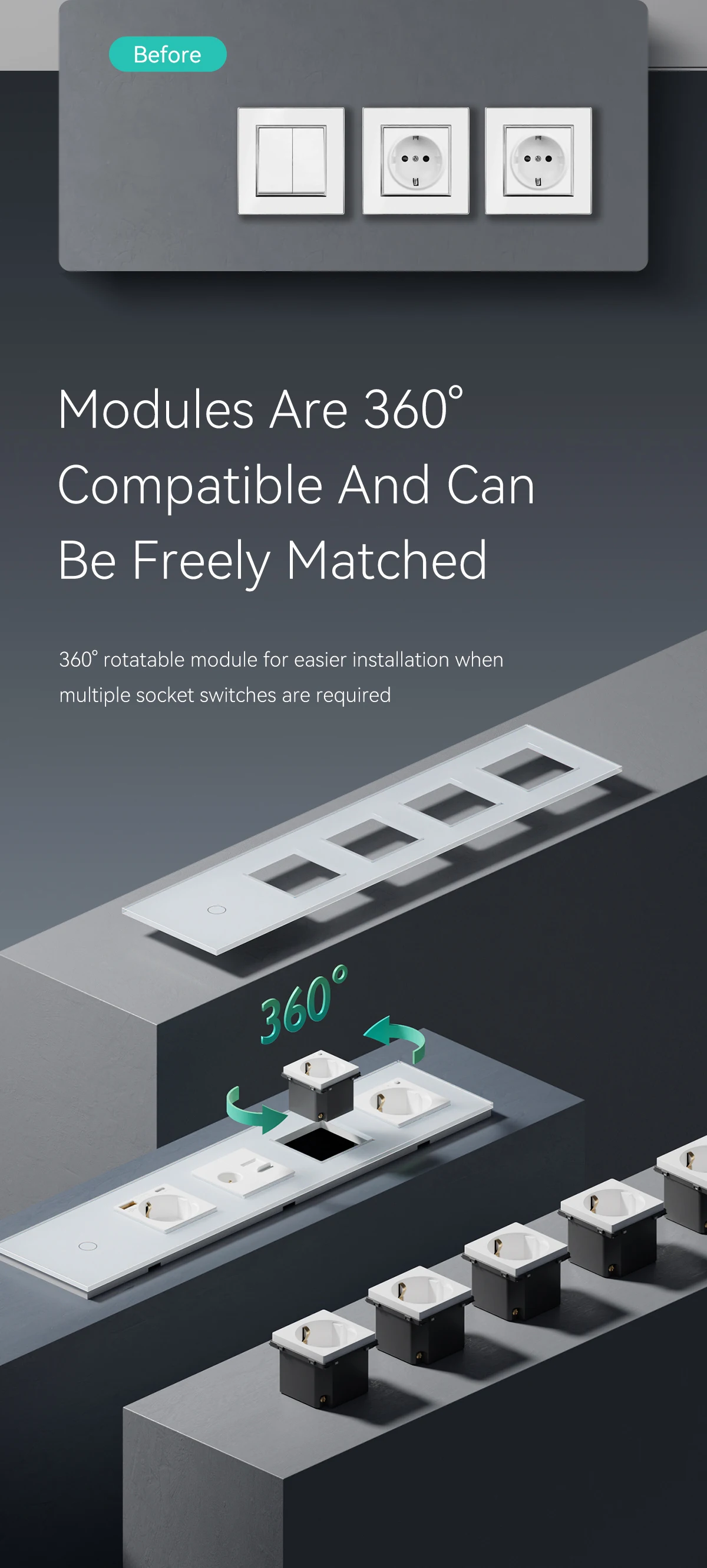 Bseed-interruptor de parede padrão europeu, 1 gang,