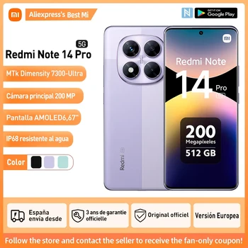 Versión Global Xiaomi Redmi Note 14 Pro 5G Smartphone MediaTek Dimensity 7300-Ultra 200MP AI cámara NFC 6,67 "pantalla AMOLED IP68