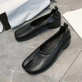 Women 3cm Heel Tabi Shoes Soft Ballet Shoes Slip On Loafers Soft Moccasins Tabi Ninja Casual Shoes Mujer Ladies Shoes 1