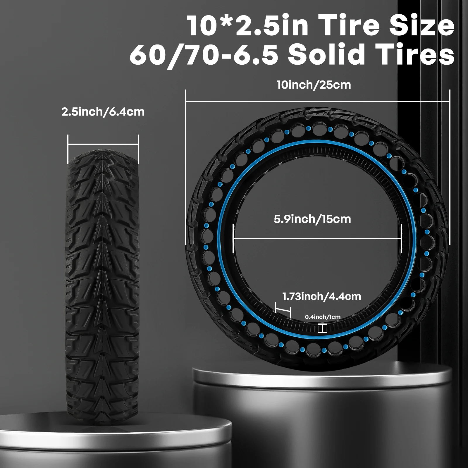 Off-road Solid Tire 10x2.5 (60/70-6.5) for Ninebot G30 G30L G30D Electric Scooter Anti-slip Explosion-proof Tyre Strong Grip