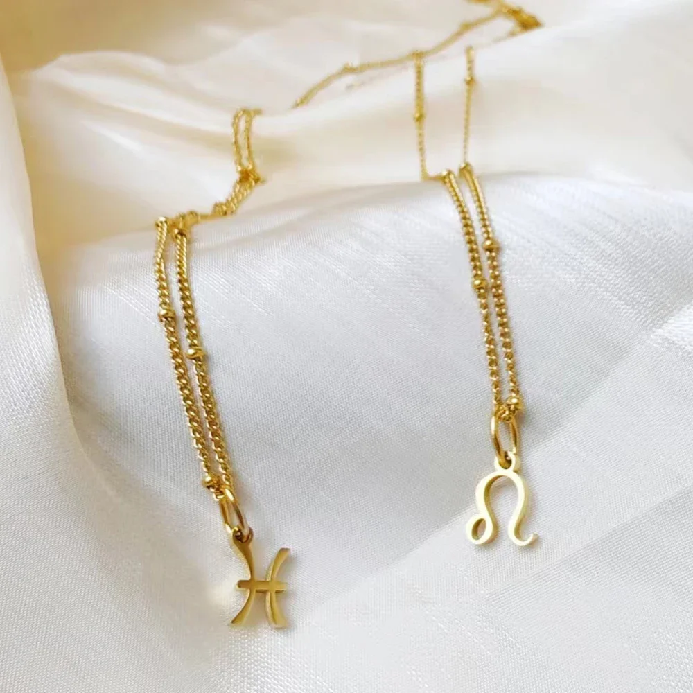 Edelstahl-Halskette, Halsband, 12, Sternzeichen, Sternbild-Anhänger, goldene silberne Farbe, Kettenhalsketten, Damen-Trend 2025 – Detail 5