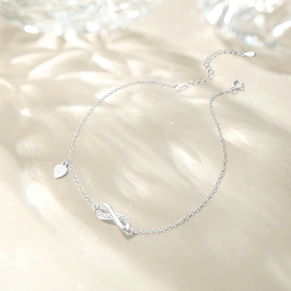 LENNIK  인피니티 기호 스타일 지르콘 구두 여성 조정 가능한 여름 해변 발 팔찌 Anklets 쥬얼리