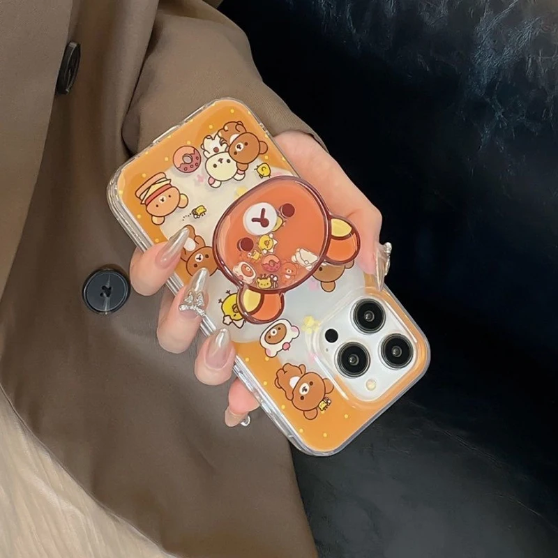 Brown Bear Shakeable Grip Tok Holder Cartoon Phone Case