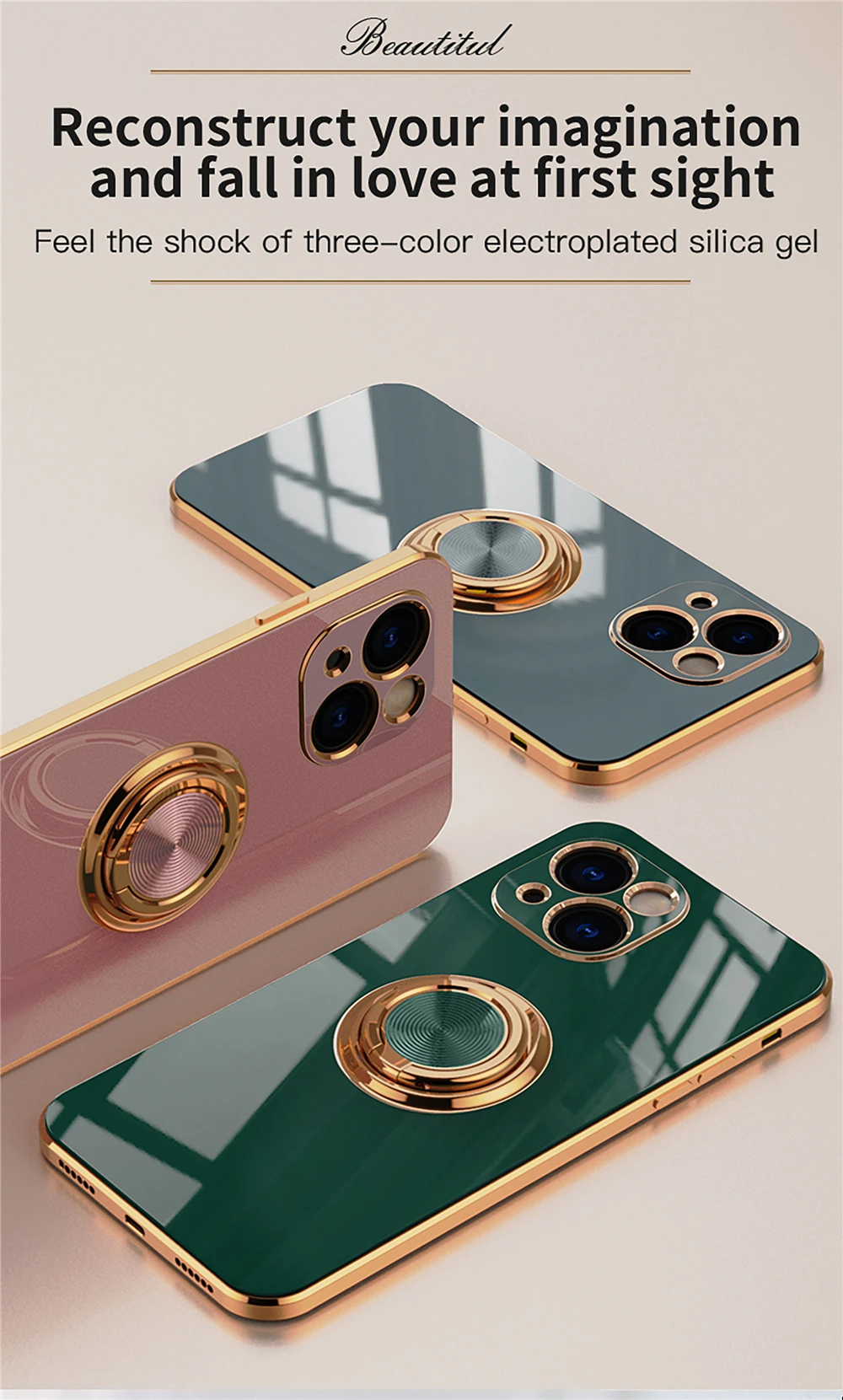 iphone 13 case clear Luxury Electroplated Case for iPhone 13 12 Pro Max Magnetic Finger Ring Holder Case for iPhone 11 XR 7 8 Plus Shockproof Cover case iphone 13 