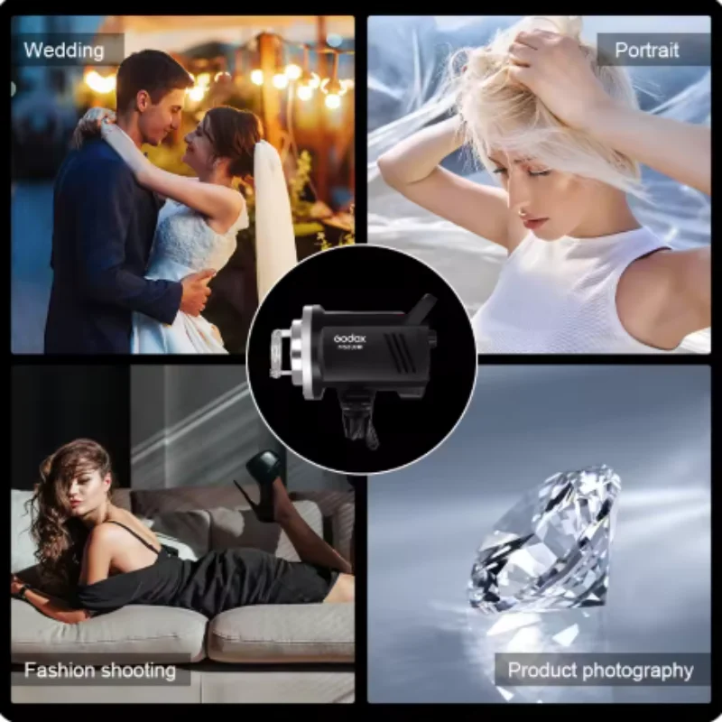 Godox 200W MS200V 300W MS300V LED 스튜디오 플래시 내장 2.4G 무선 수신기 경량 컴팩트 보웬스 마운트 LED 모델링 램프
