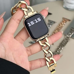 Elegant Chain Strap Bracelet for Women - Premium Metal Watch Band Replacement (Gold)