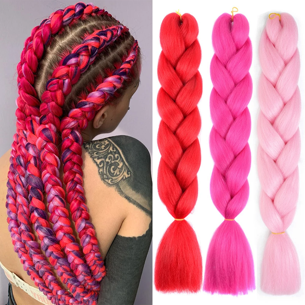 

Synthetic Colored Braiding Hair Extensions Packs Ombre Braiding Hair For Women Wholesale 24" Jumbo Box Braids 100G