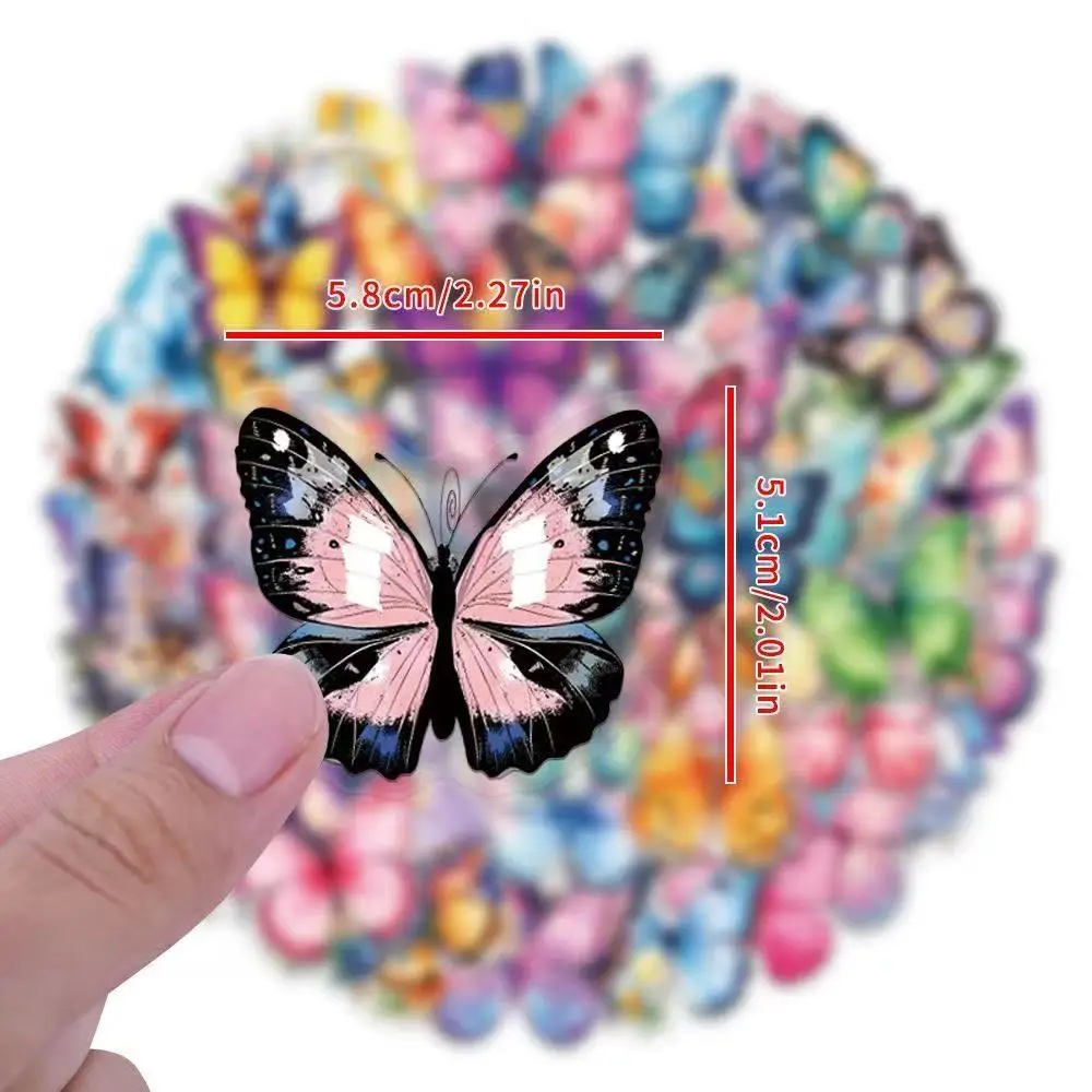 60PCS 다채로운 나비 낙서 스티커 스크랩북 콜라주 재료 장식 기타 프레임 벽 DIY 방수 스티커