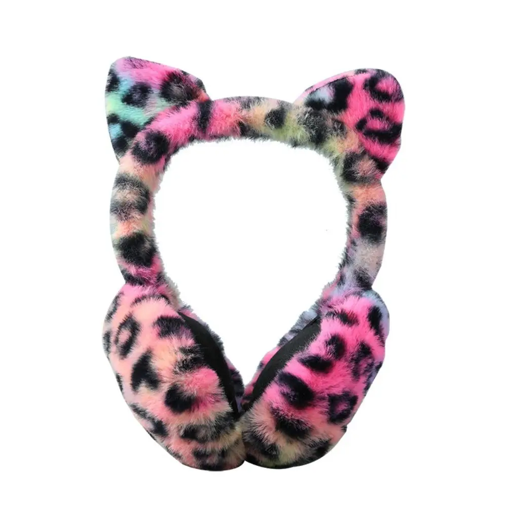 Ear-Muffs Cover Cat Ears Plush Ear Muffs Print Windproof Leopard Earmuffs Earlap Foldable Thickened Ear Muffs Winter