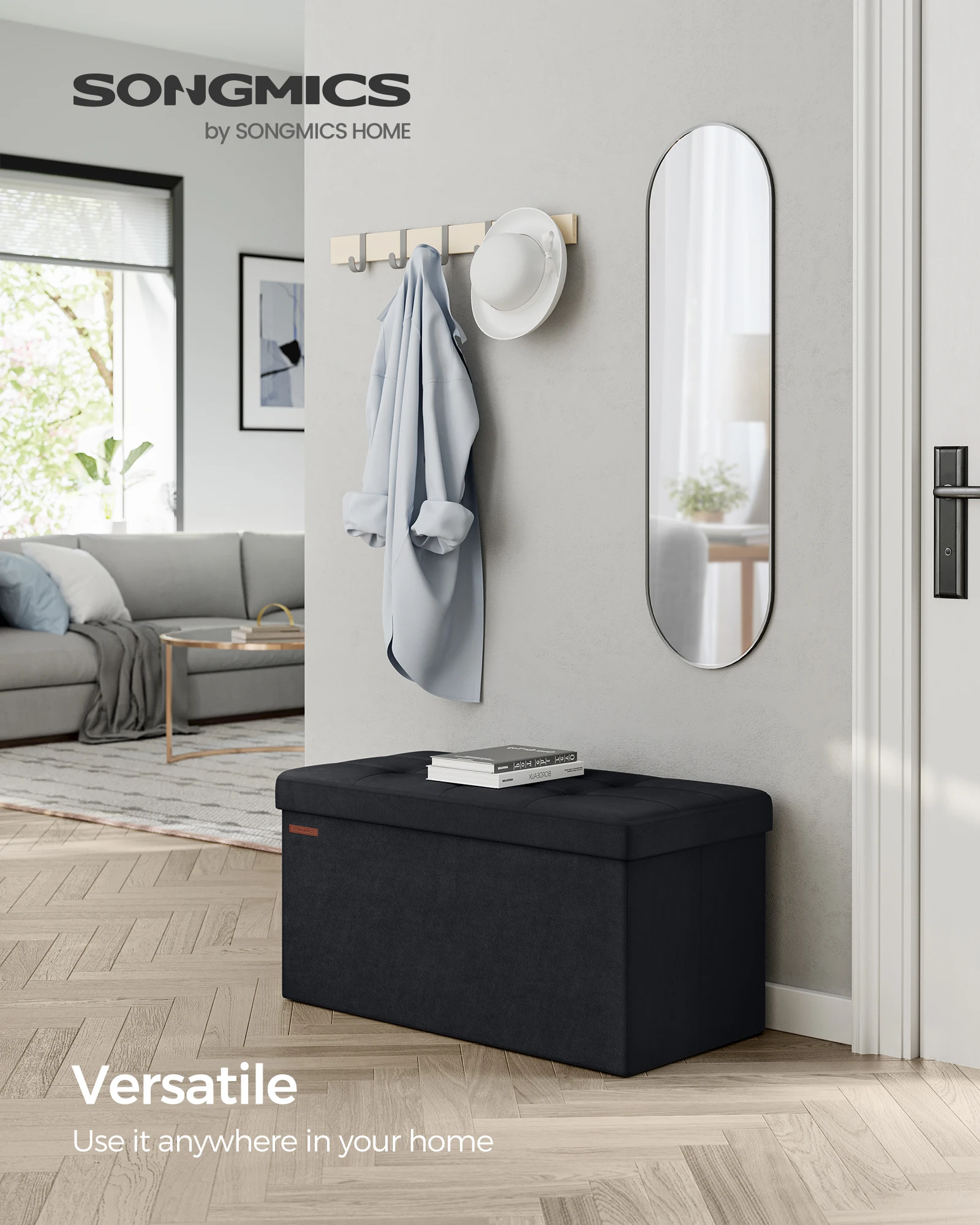 Storage space inside ottoman