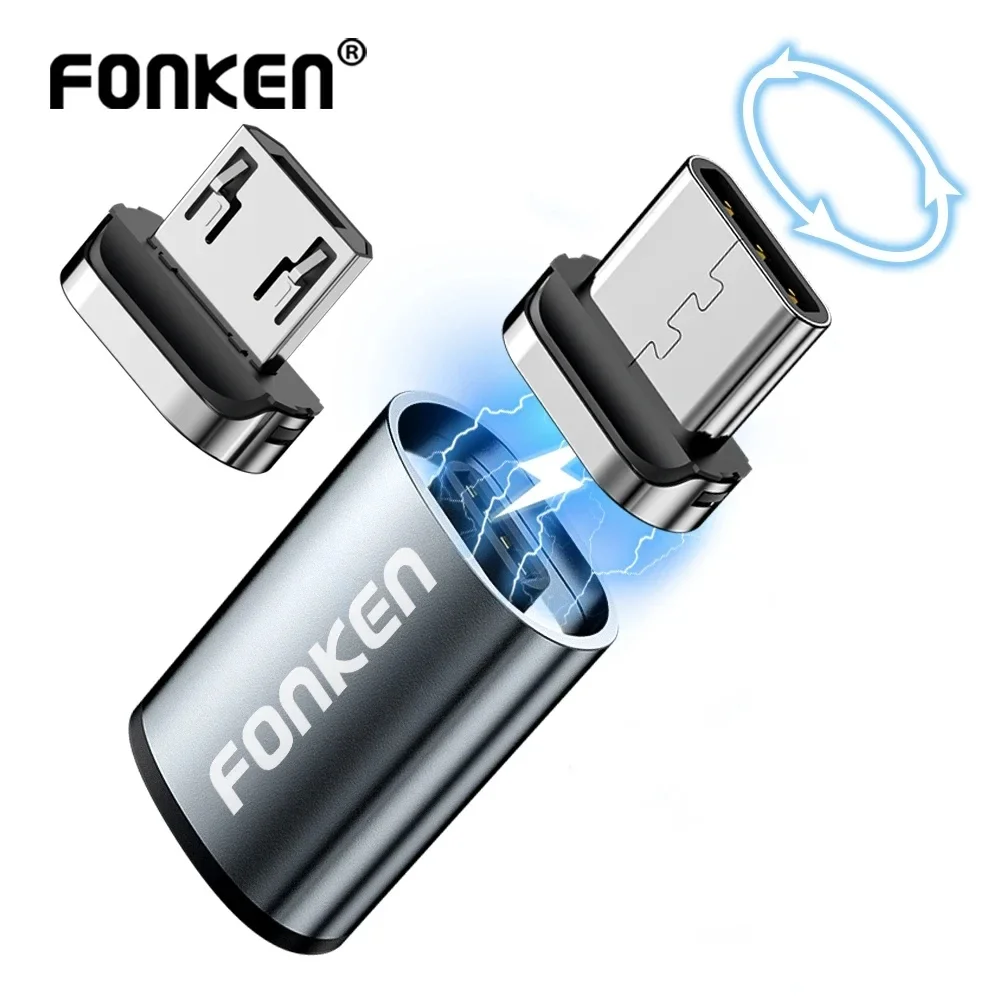 Fonken Magnetic USB-C and Micro USB Charging Adapter - Universal Magnet Cable Connector