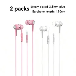 Premium Wired In - Ear Headphones with Microphone | HiFi Stereo Bass Earbuds | Sports In - line Control (Pink and white)