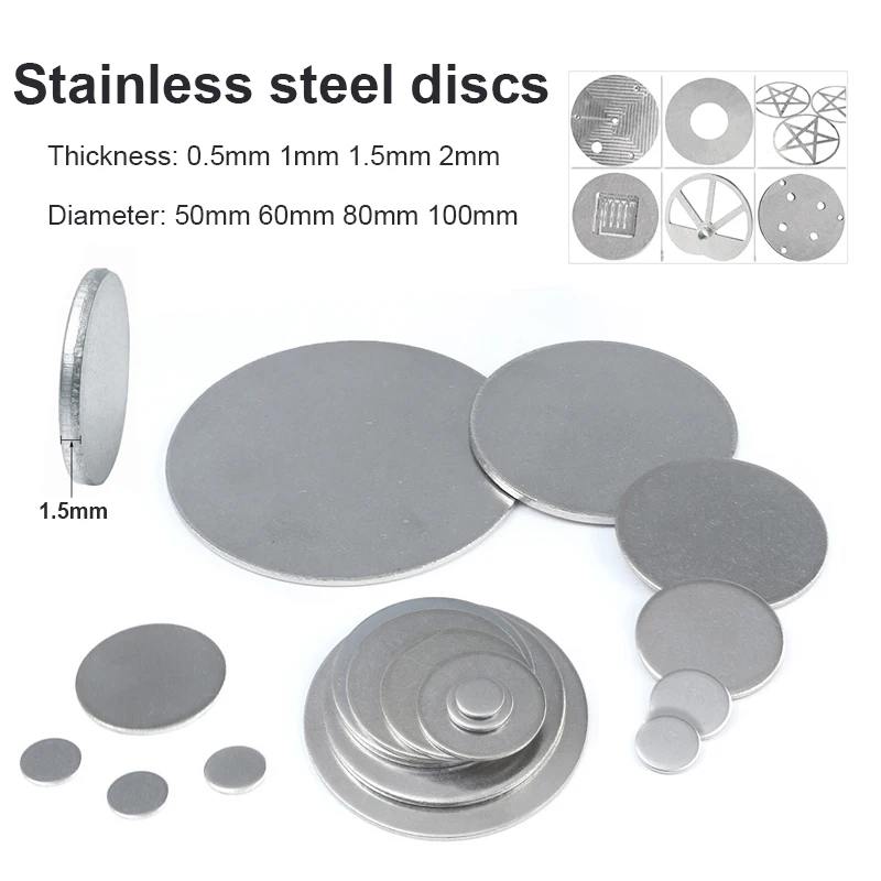 304 스테인리스강 디스크 원형 가스켓, 직경 50mm-100mm 두께, 0.5mm, 1m..