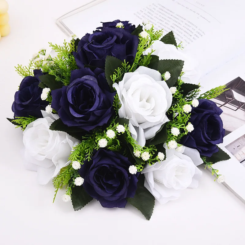 1 stücke Künstliche Blume Ball Kunststoff Grün Basis Seide Tuch Tisch Mittelstücke Hochzeit Dekoration Party Straße Führen Blumensträuße – Detail 15