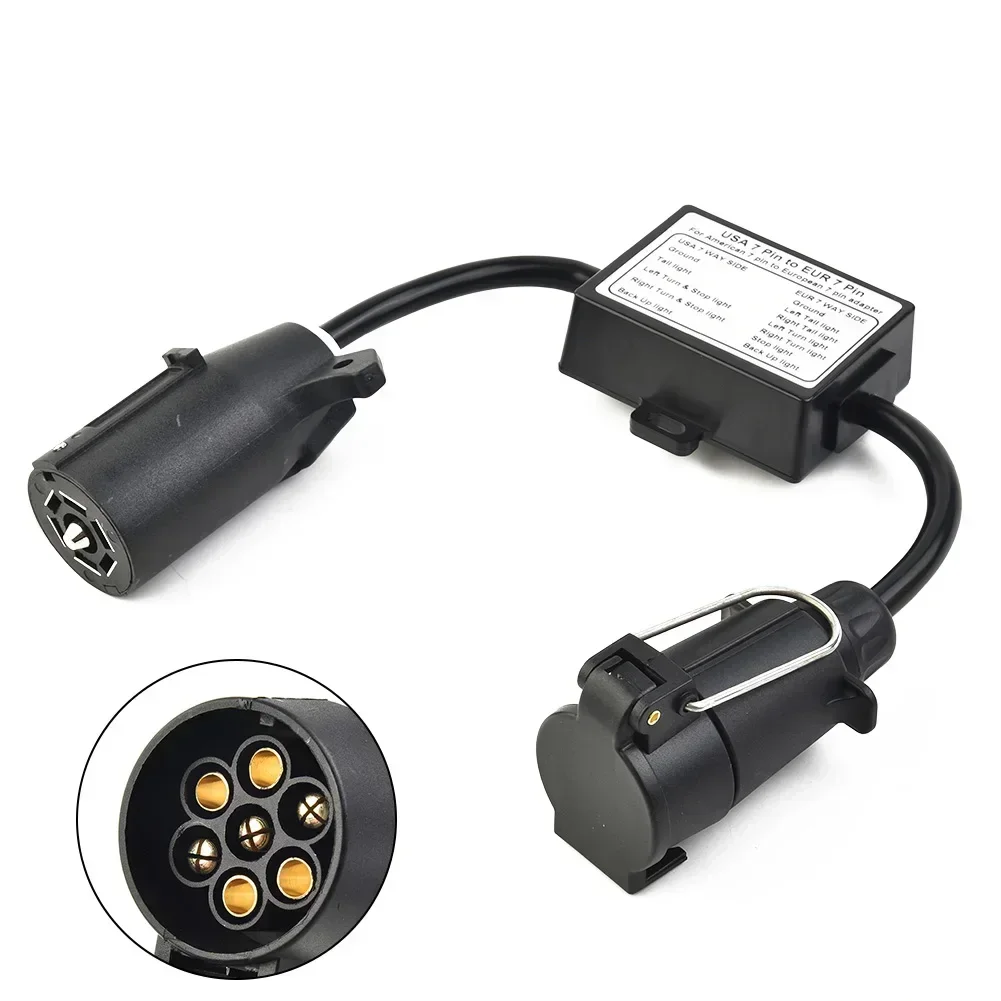 Cars Converter US 7-Way Plug To Eu 7-Pin US 7 Way To EU7/US4 EU7 Round Connector Trailer Lights Converter Accessories car converter