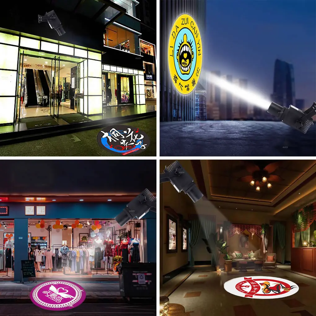 Gobo Outdoors IP65 Waterproof 25W LED HD Zoom AD Projection Lamps Static Rotation Brands Flag Advertising Lights