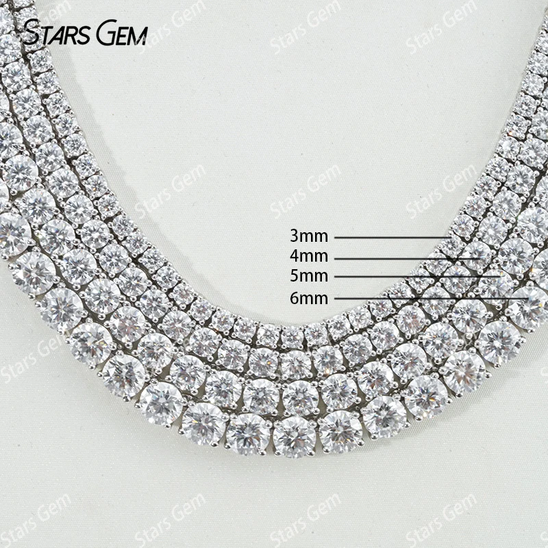 

Starsgem S925 Sterling Silver Round Brilliant Cut Moissanite Tennis Necklaces