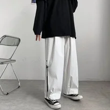 

Oversized Casual Pants Men Fashion Black White Wide Leg Pants Men Streetwear Loose Hip Hop Straight Pants Mens Trousers M-2XL