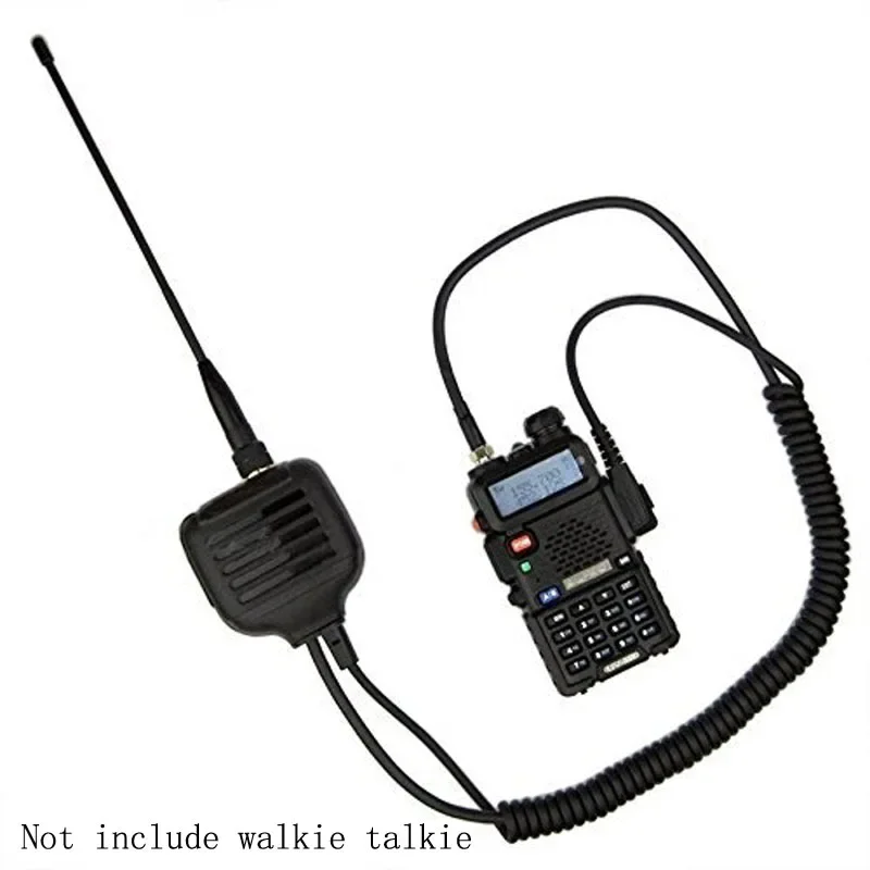 Handheld Shoulder Remote Speaker Dual PTT Mic Microphone with Dual Band SMA-F Antenna for TYT BaoFeng KENWOOD Series Scanner