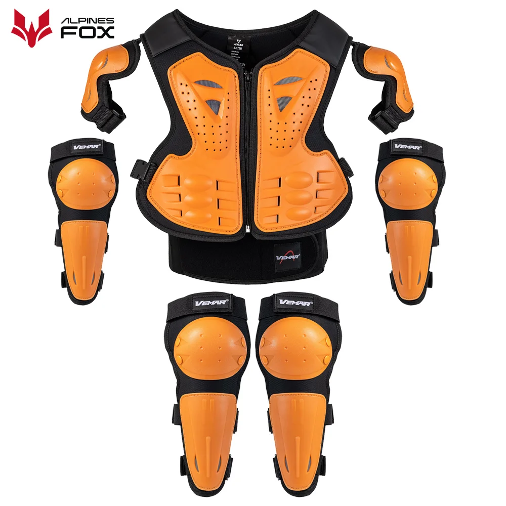 Kids Motorcycle Armor Suit Dirt Bike Chest Back Protector Motocross Children Protective Gear Skiing Skating Elbow Knee Pads