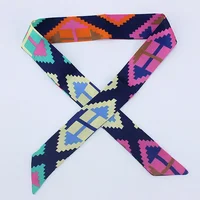 Skinny Silk Scarf Hair Strip Silk Ribbon Small Neck Scarves Bag Handle Ribbon Scarf Kerchief Ladies Ribbon Hair Band Small Scarf 5