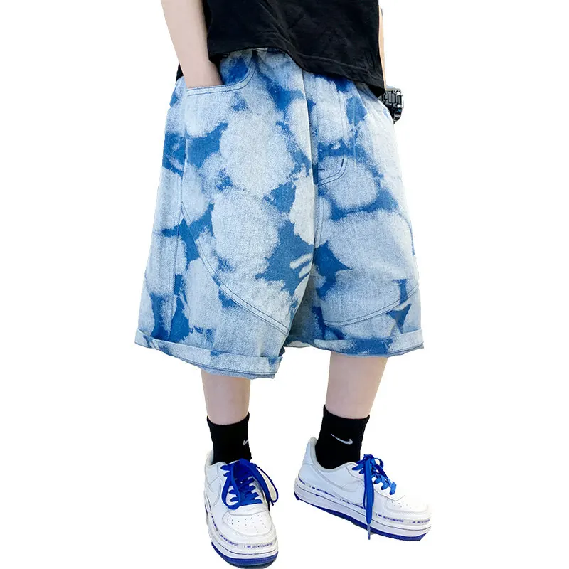 

Boys Shorts 2023 Fashion Print Design Summer Pants for Kids Teenager Denim Sport Shorts Children Clothes 5 7 9 11 13 14Years Old