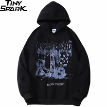  Streetwear Sweatshirt Hip Hop Hoodie Butterfly Print Hooded Pullover 2023 Men Winter Harajuku Cotton Fleece Hoodie Sweatshirt 
