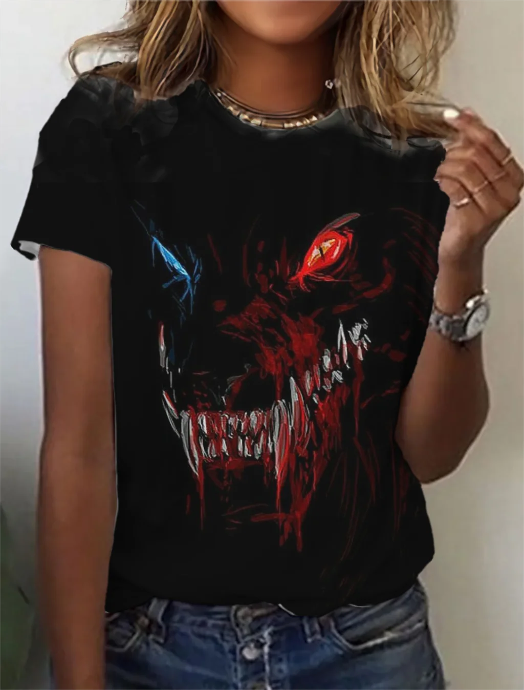 Fashion Women's T-shirt with wolf  Graphic 3D Printed Short Sleeve Summer  T-shirt oversized Polyester Fiber Clothing623_voghion.com
