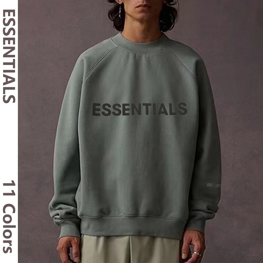 

ESSENTIALS 11 Colors High Quality Cotton Retro HipHop Fleece Pullover O-Neck Loose Sweatshirt Autumn Winter Hoodie for Men Women