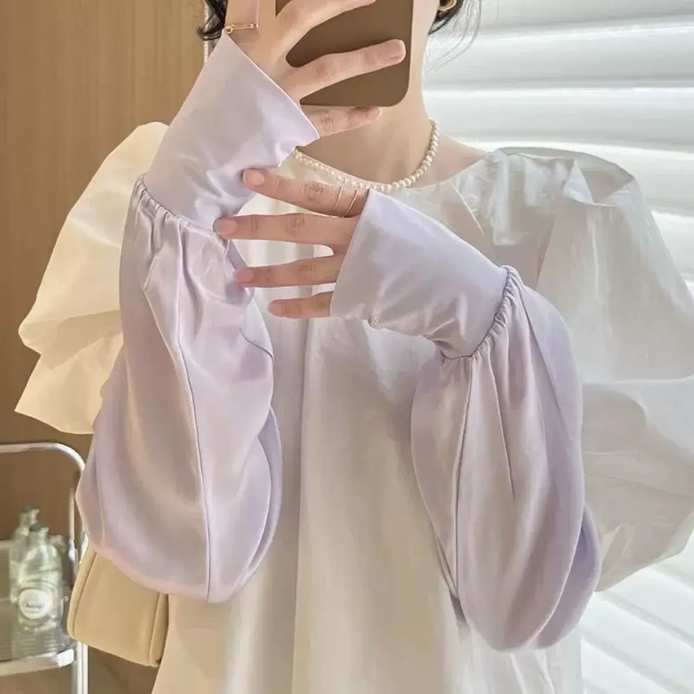 

UV Protection Ice Silk Sleeves Sun Screen Protection Breathable Summer Long Gloves Loose Simple Sunscreen Thin Long Glove