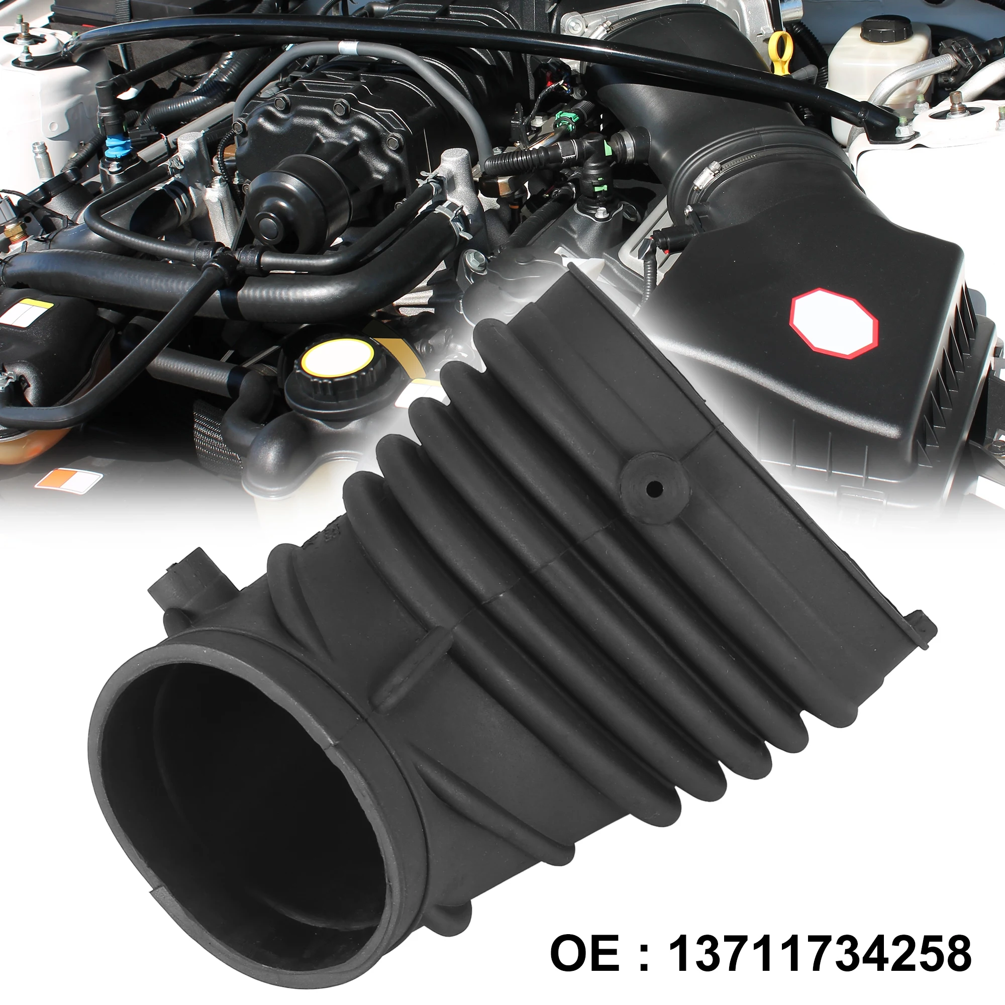 X Autohaux Auto Engine Air Intake Hose Tube filter Thread Corrugated