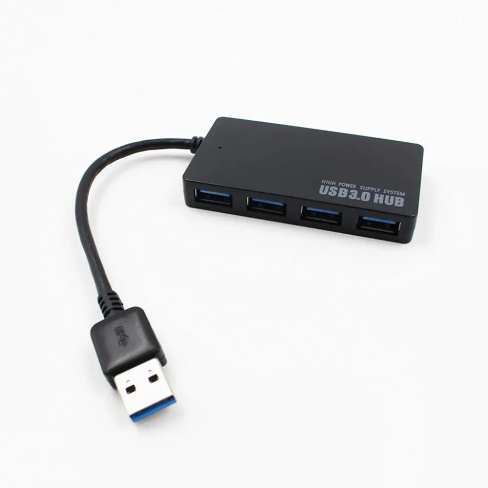 Portable USB Hub Compact 4 Port USB 3.0 Hub Splitter Adapter 5Gbps for Mac Laptop Notebook PC Desktop Black