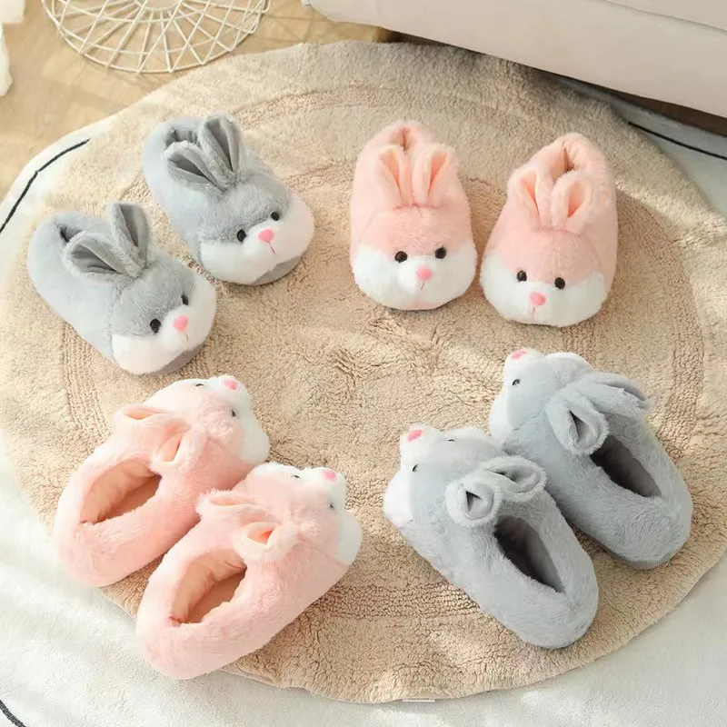 Cute Cartoon Rabbit Cotton Slippers Pack Heel Home Soft Non-slip Warm Breathable Indoor Plush Shoes plush slippers
