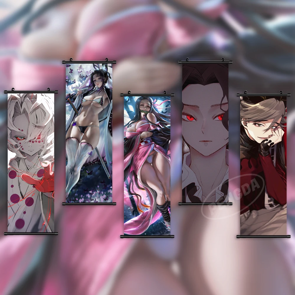 

Wall Art Demon Slayer Hanging Painting Anime Picture Susamaru Scroll Print Kibutsuji Muzan Canvas Poster Home Decor Living Room