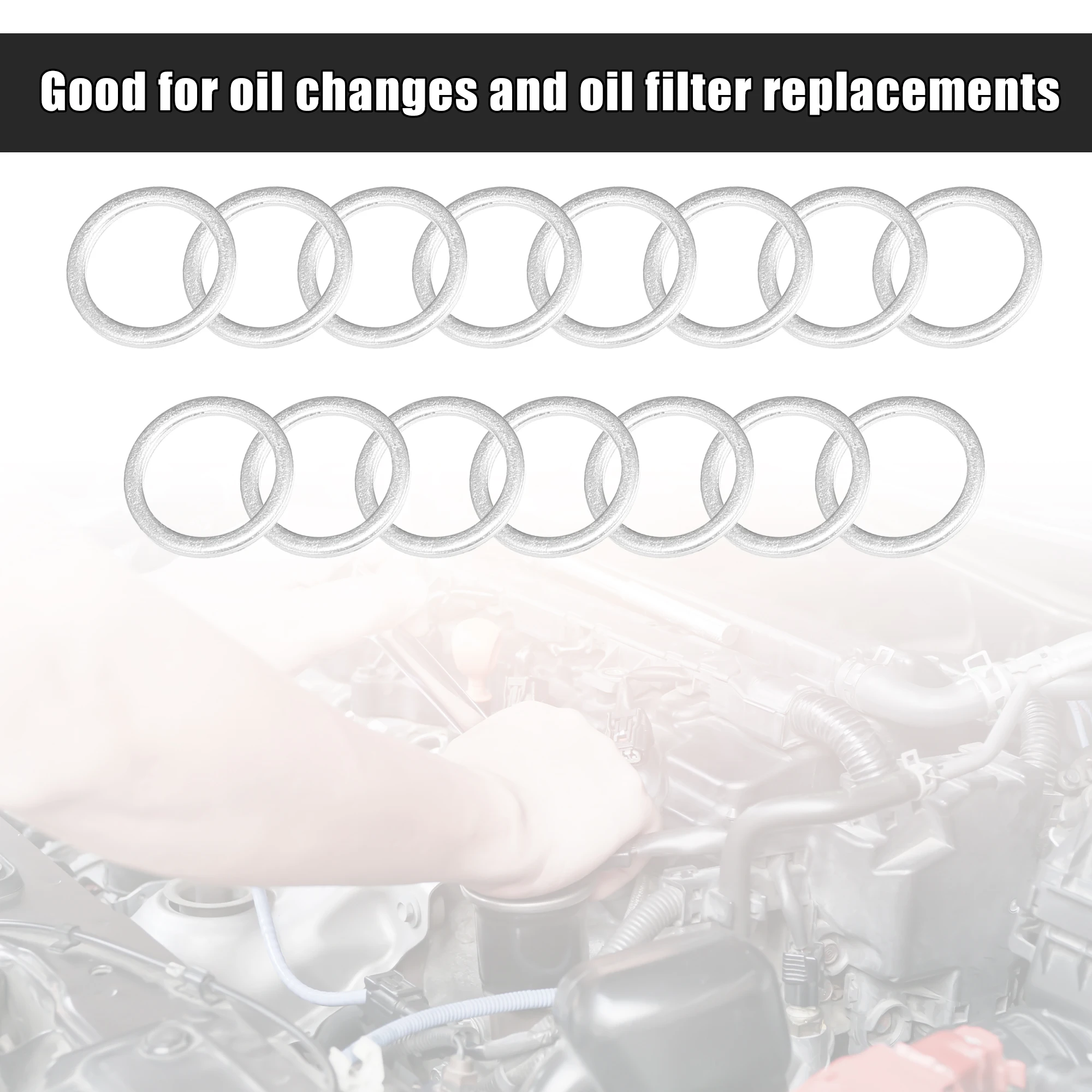 Oil Drain Plug Gasket Oil Drain Plug Seal Washer Sealing Washers Engine Gasket Set 15pcs Engine Oil Crush Washers Drain Plug Gaskets 14/16/18/20/22 mm Aluminum