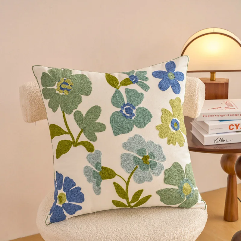 Embroidered Countryside Floral Cushion Covers