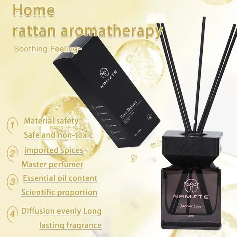 NAMSTE 100ML Fireless Reed Diffuser Oil Fragrance Replacement Stick Aroma Oil Incense Supplly Rattan Scent Air Purifier For Home 3