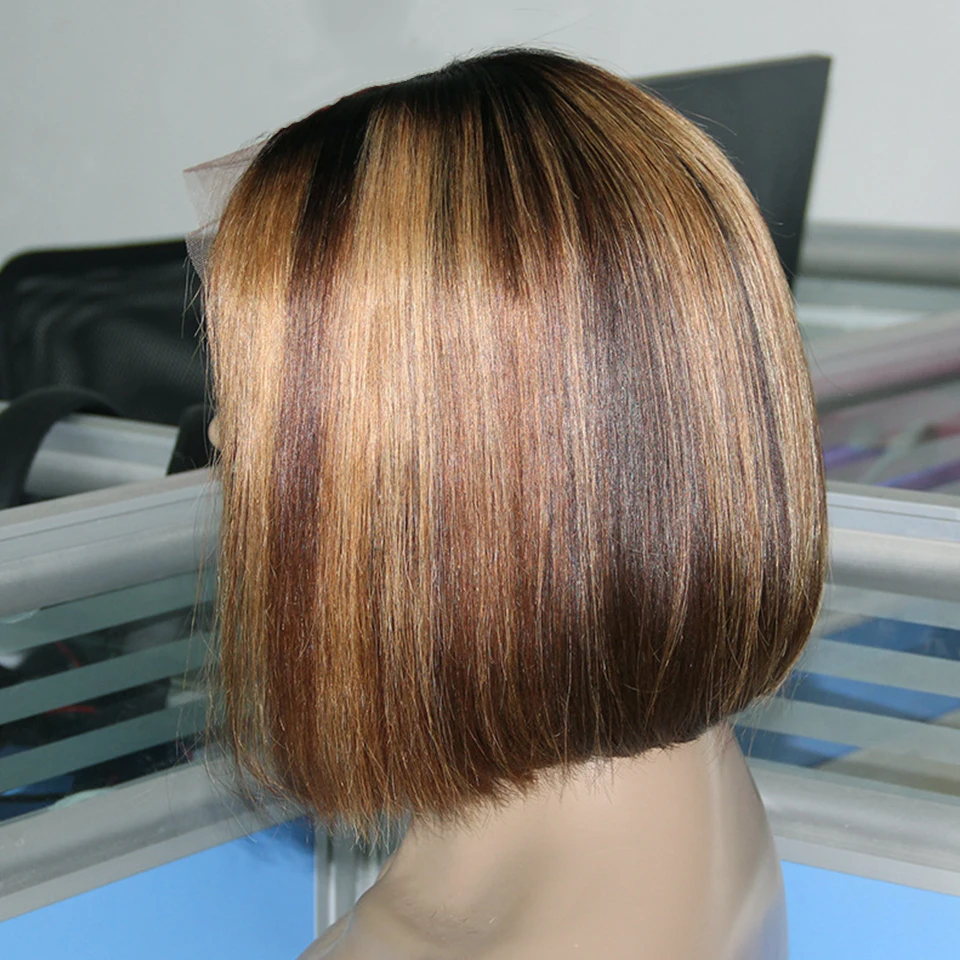 Highlight Wig Human Hair Bob Wig Straight 13x4 Lace Frontal Human Hair Wigs Brazilian Short Bob Lace Front Wigs 150% Remy Hair