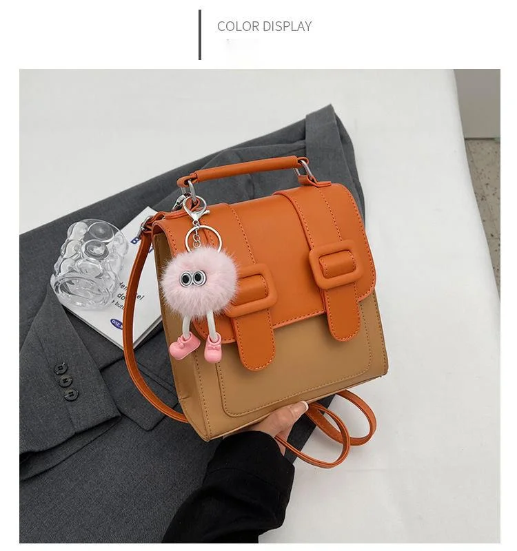 2024 New Women's Backpack Student Handbag Popular Color Contrast Splicing Large Capacity Commuting Outgoing Small Backpack_voghion.com