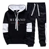 New in Men's Tracksuit Popular City Printing Casual Hooded Sweatshirts 2 Piece Set Daily Black White Clothing Men Jogging Set 4