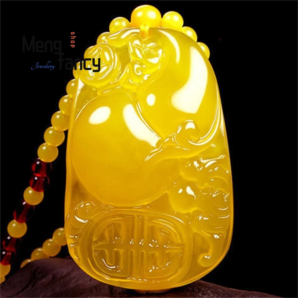 Natural Amber Beeswax Pixiu Drop koi Cabbage Guanyin Buddha Pendant Exquisite Fashion Luxury Jewelry Best Selling Holiday Gifts
