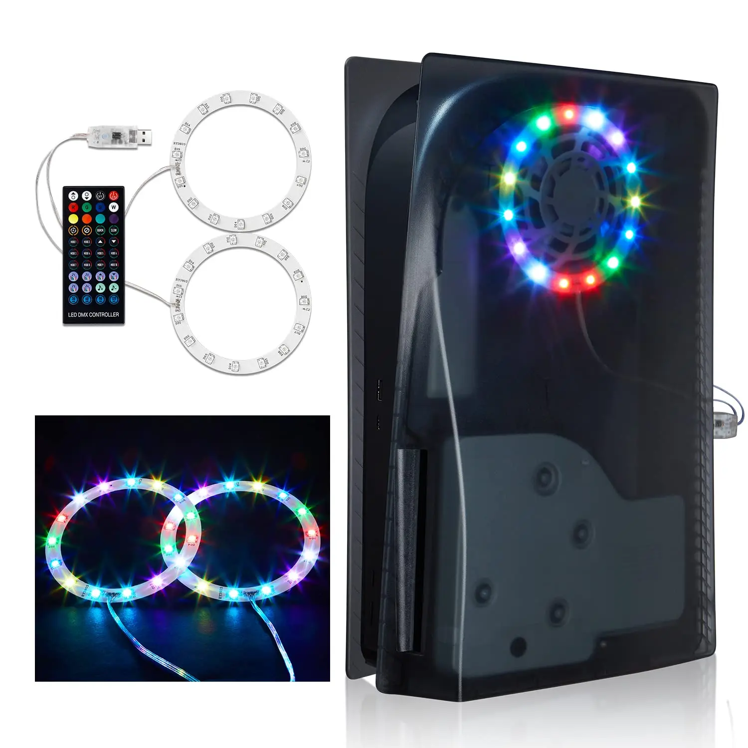 

RGB LED Light for PS5 8 Colors 400 Effects Music Sync Color Changing Lights for Playstation 5 Console Decoration Accessories