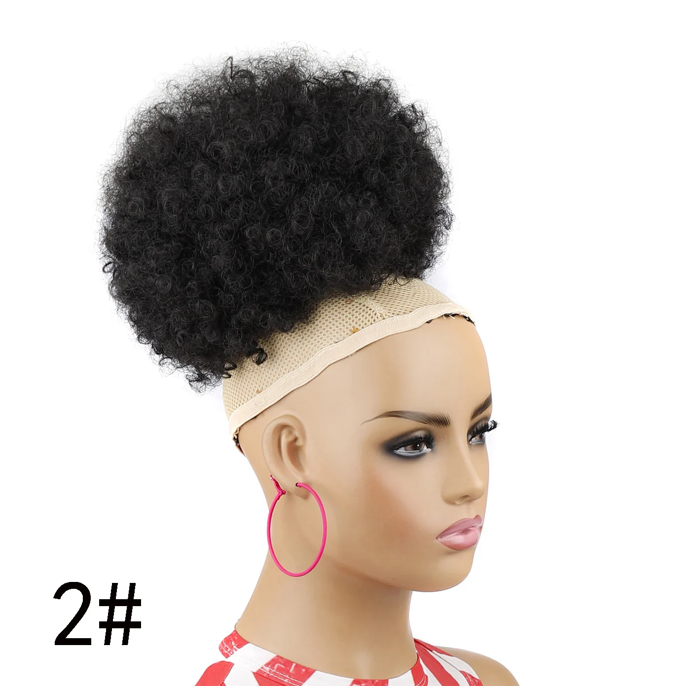 10-Zoll-Afro-Puff-Pferdeschwanz-Verlängerung mit Kordelzug für schwarze Frauen, synthetische kurze Afro-Kinkys, lockige Afro-Brötchen-Verlängerungs-Haarteile – Detail 19