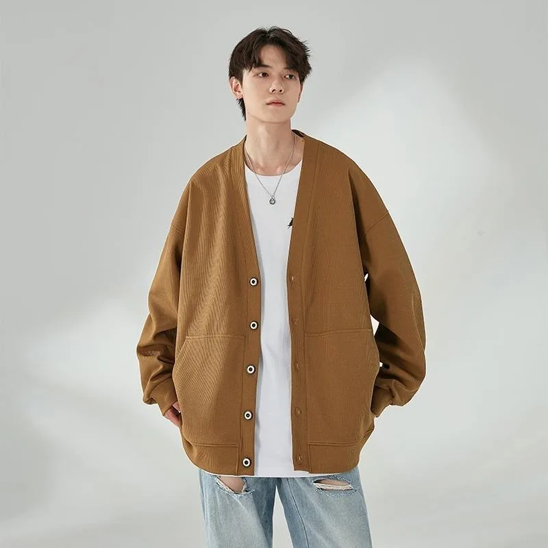 Plus Size Sweater Cardigan Men Knitted Tops 9XL 8XL 50-190kg Autumn Winter Solid Color Long Sleeve Sweater Big Size Men Clothing 3
