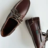 Dave&Di French Lazy Minimalist Oil Wax Cowhide Handmade Loafers Flat Shoes, Vintage Sailor Mocasin Shoes Men's Shoes 6